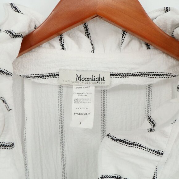 Moonlight Y&S Fashion White Black Striped Wire Collar 3/4 Sleeve Tunic Top S - Picture 5 of 7